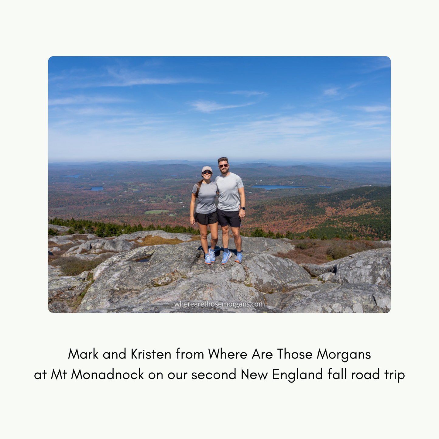 Mark and Kristen Morgan at the top of Mt Monadnock in New England.