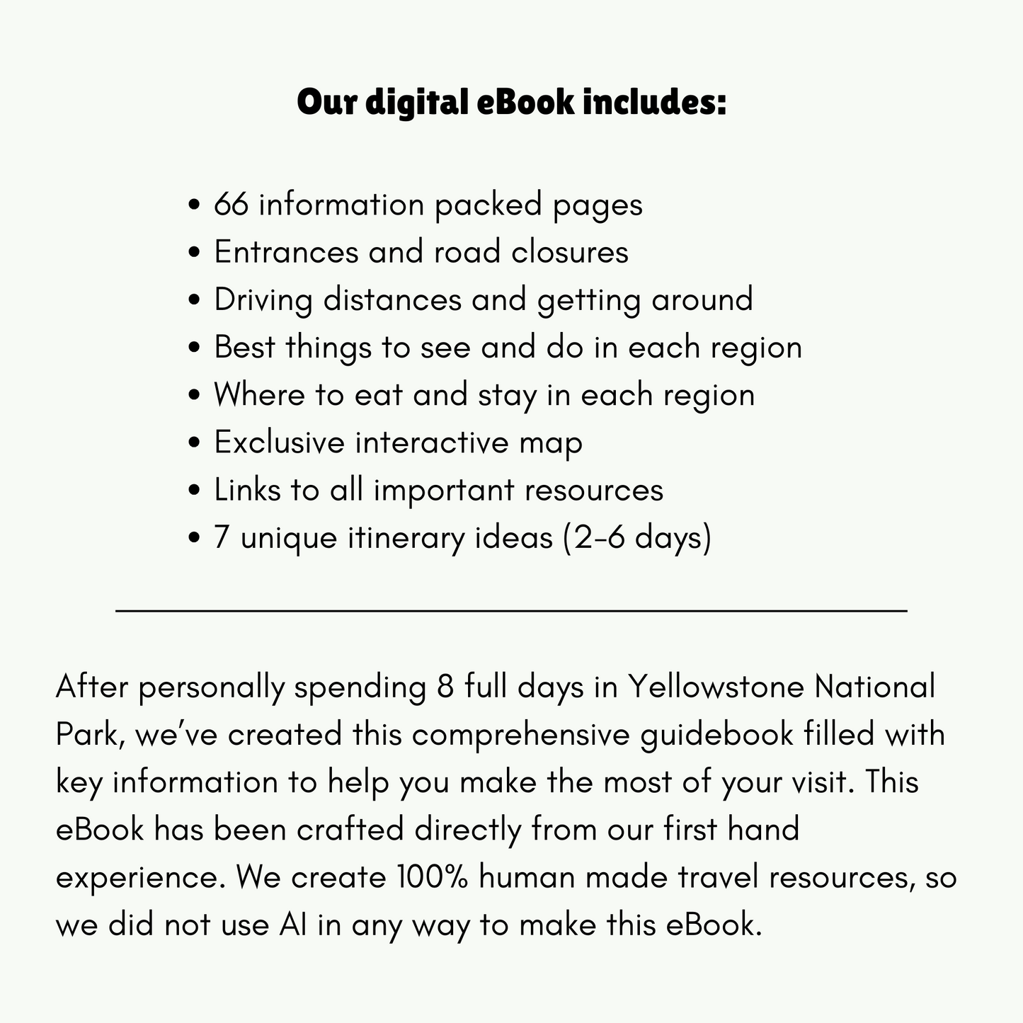 Description and what's included with a Yellowstone guidebook by Where Are Those Morgans.