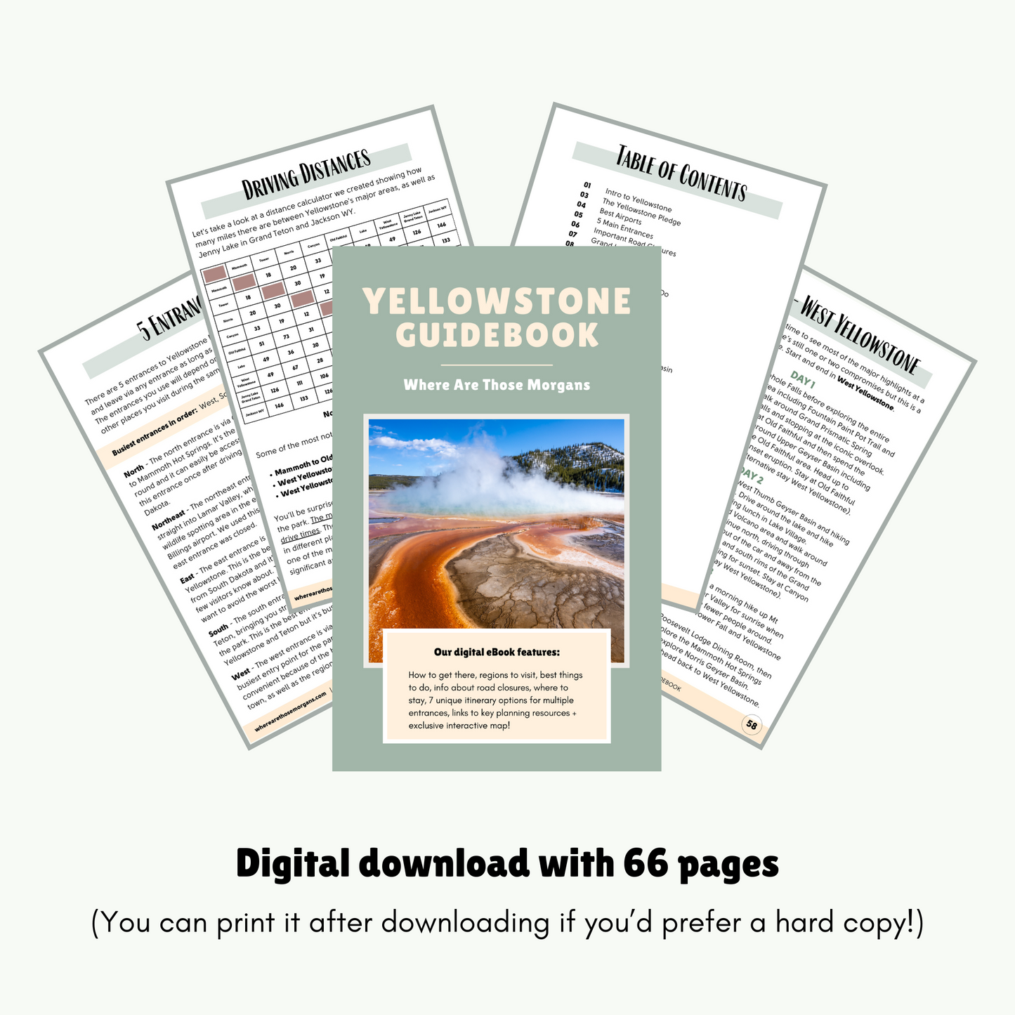 Front cover and 4 pages from a Yellowstone guidebook.