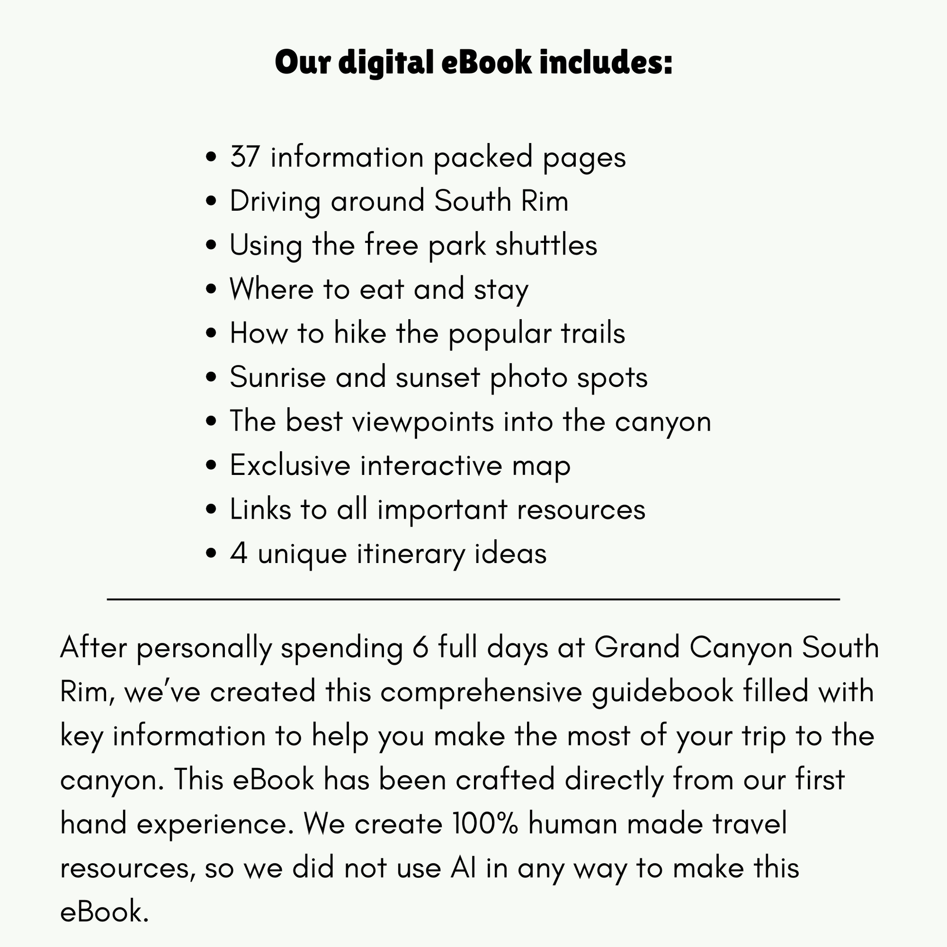 Description and what's included with a Grand Canyon guidebook.