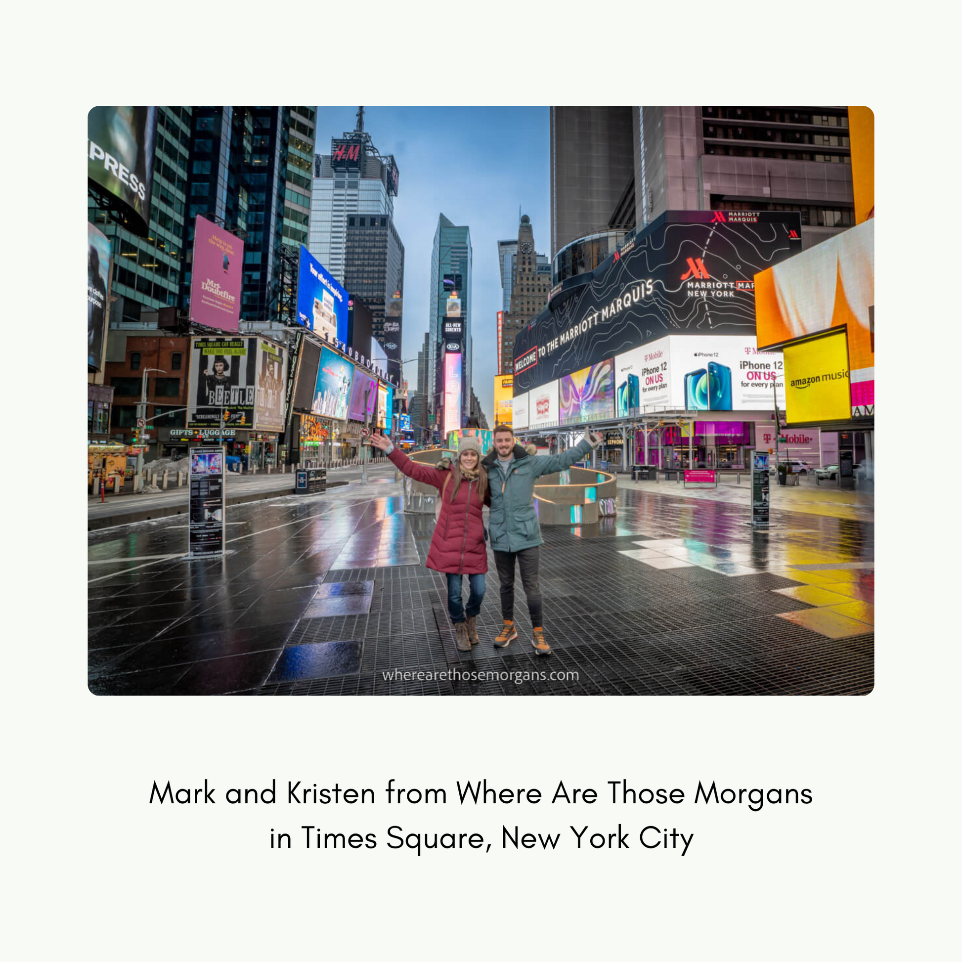 Mark and Kristen Morgan in Times Square NYC.