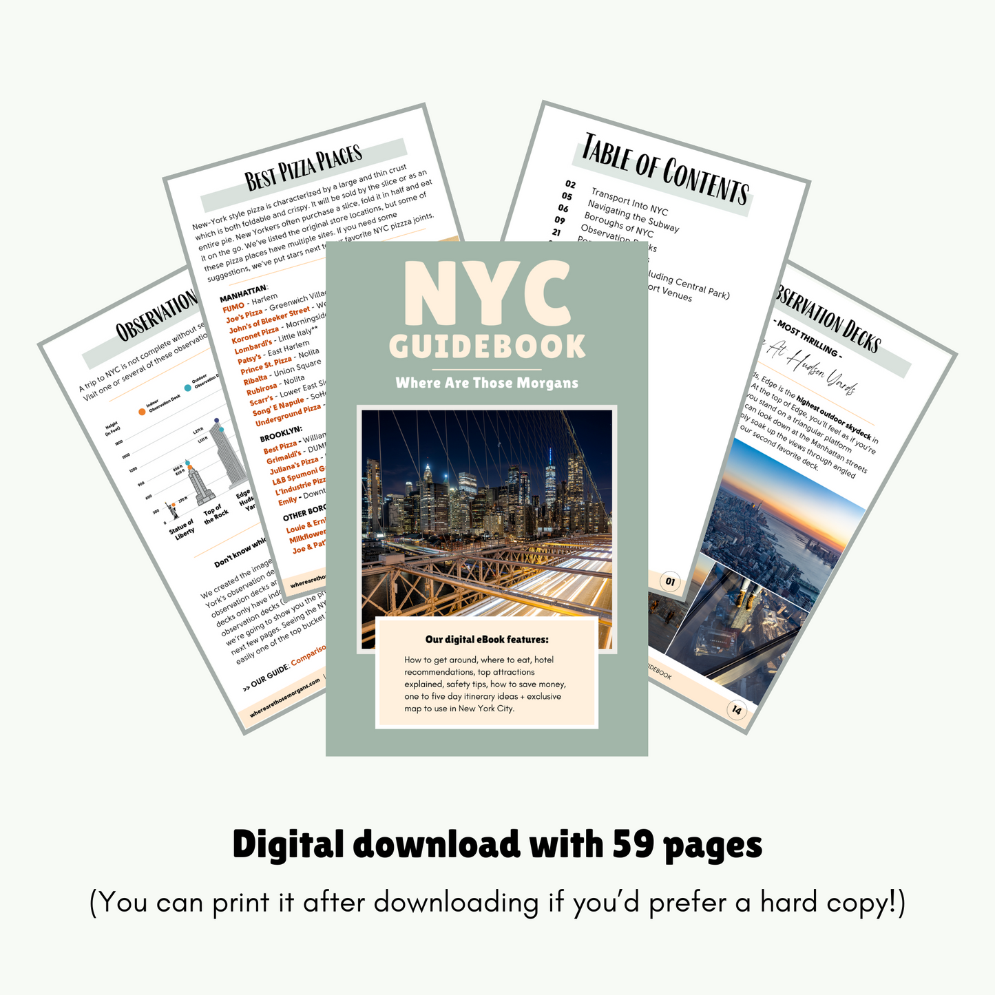 Front cover and 4 pages from a NYC guidebook.