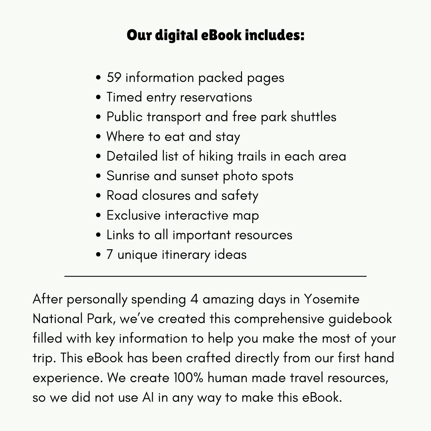 Description of a Yosemite guidebook and what's included.