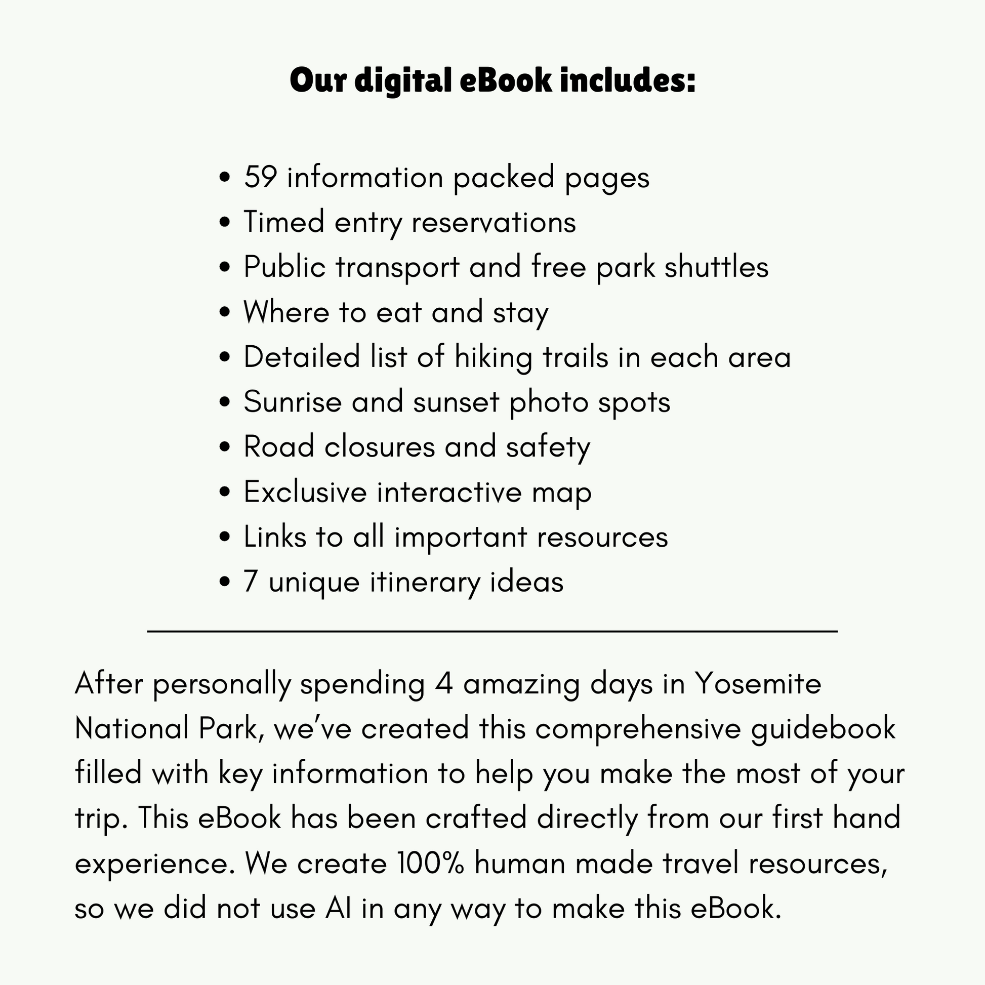 Description of a Yosemite guidebook and what's included.