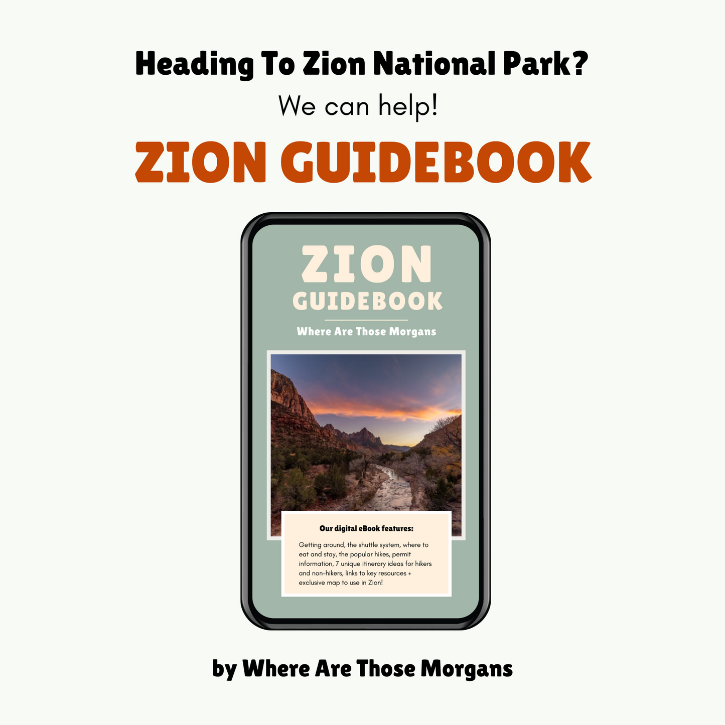 Advert showing Where Are Those Morgans Zion guidebook.